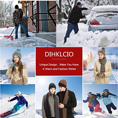 Winter Hat Scarf Gloves Set for Women Womens Knit Warm Hat Beanie Long Scarf Touchscreen Gloves Skull Caps Neck Scarves3