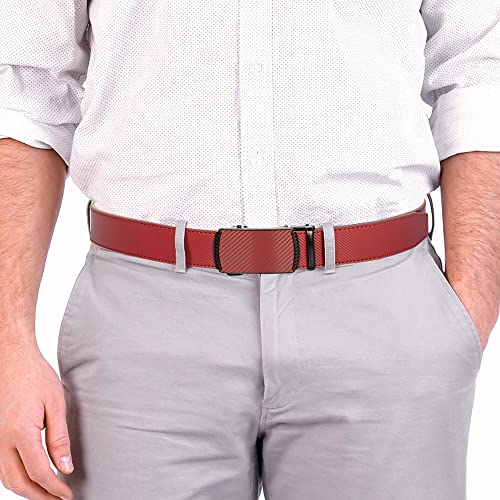 Image of DOOPAI Men's 2 Pack Ratchet Dress Belt - Adjustable 1 3 /8 inch Genuine Leather, Size Length Can Be Cut, With Gift Box