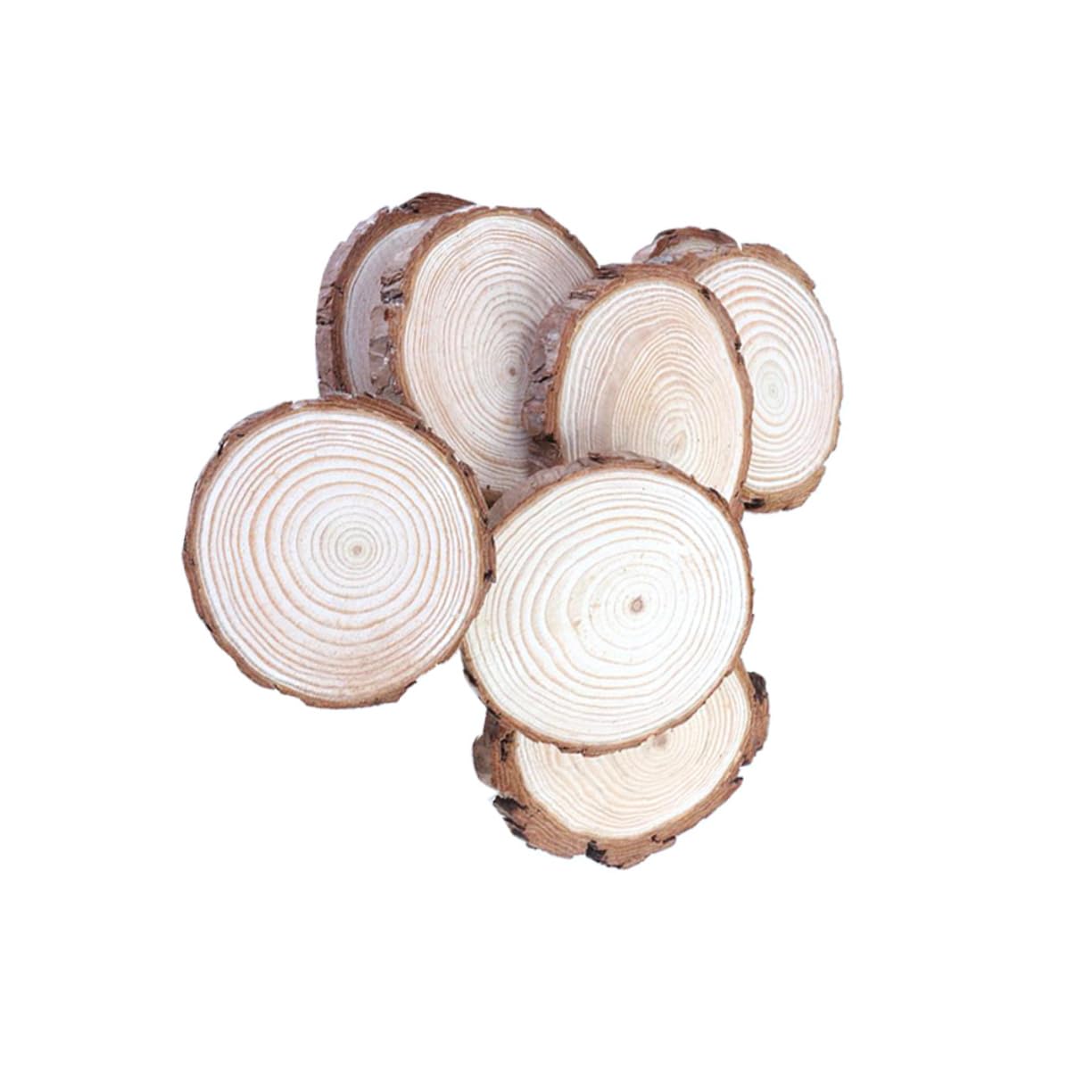 VILLCASE 20 Piezas Rodajas de madera a granel redondas christmas decorations adornos navideños adorno navideño decoración del hogar rebanada de madera natural sin terminar losas de madera