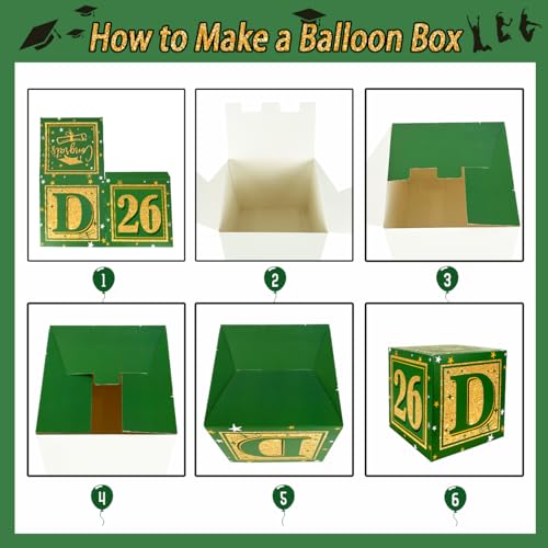 Image of Graduation Decorations Class of 2026 Decorations Green and Gold Balloon Boxes with inchGRAD inch and inchCLASS OF 2026 inch Letters Graduation Boxs for High School and College Announcements