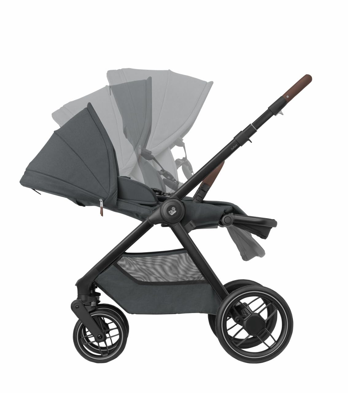 Maxi-Cosi Oxford Plus - Passeggino 2 in 1, con Navicella, 0-4 anni(0-22 kg), compatto pieghevole, Sospensioni ammortizzanti, 3 posizioni, 10 kg Ampio cestello, Seduta spaziosa, Twillic Graphite
