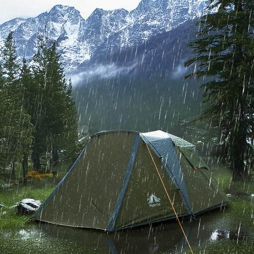 Image of Night Cat Cabin Tent with Vestibule: 3 Persons Pop Up Camping Tent Double Layers Easy Quick Setup Waterproof