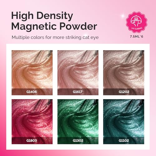 Image of MelodySusie Velvet Gem Red Green Cat Eye Set Cat Eye Gel Nail Polish Set 6 Pcs, 0.26 Fl Oz Glitter Holographic Magnetic Nail Polish with Magnet, UV Nail Polish for Nail Art Manicure Salon DIY at Home