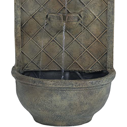 Sunnydaze Messina Outdoor Wall Water Fountain - Waterfall Wall Mounted Fountain & Backyard Water Feature With Electric Submersible Pump - Florentine Stone Finish - 26 Inch #TOP3