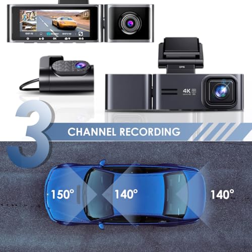 Image of NEXDIGITRON Prime Plus 3-Channel Dash Camera with in-Built GPS Logger, 2.5K Front+FHD Rear+FHD Cabin with IR, IMX415 8MP Sensor, 3.2 Inch Screen, 5 GHz WiFi, Optional Parking Mode, Upto 256GB Support