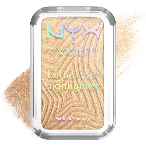 NYX Professional Makeup Buttermelt Highlighter, Powder Highlighter, 12 HR Wear, Fade & Transfer Resistant, Glaze it Butta NYX Professional Makeup Buttermelt Highlighter, Powder Highlighter, 12 HR Wear, Fade & Transfer Resistant, Glaze it Butta