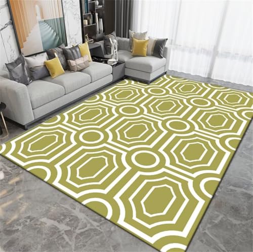 Tapis doux salon résistant aux taches 200x250cm motif géométrique moderne
