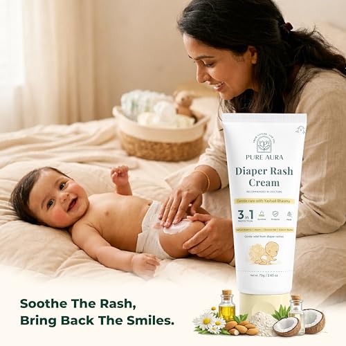 Image of Pure Aura Baby Diaper Rash Cream 100gm | Ayurvedic Healing for Sensitive Skin | Natural & Chemical-Free | Safe for Newborns | Soothes & Protects Baby's Skin | Doctors Recommended | Made in India