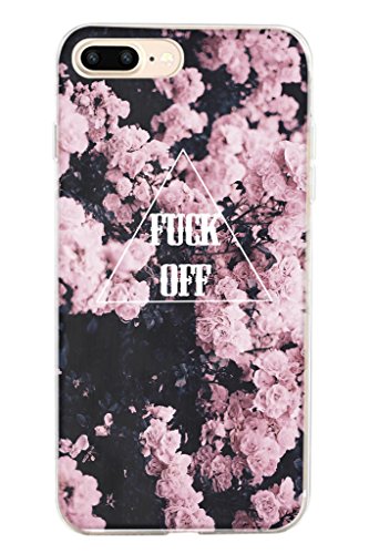 Hard Protective Apple Iphone 7 Plus Case Cover 5.5 Inch Pink Floral Pattern Fuck Off