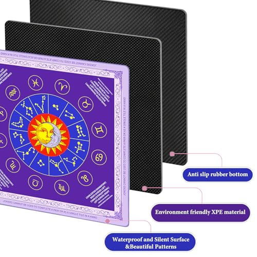 Mahjong Mat for Table 31.5 x 31.5 in, Non-Slip Waterproof, Zodiac Purple - image 2