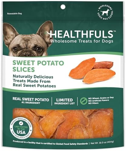 Healthfuls Sweet Potato Slices Healthy Dog Treats – Limited Ingredient, Grain Free, Made from Real Dried Sweet Potatoes, 16 oz