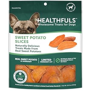 Healthfuls Sweet Potato Slices Healthy Dog Treats – Limited Ingredient, Grain Free, Made from Real Dried Sweet Potatoes, 16 oz