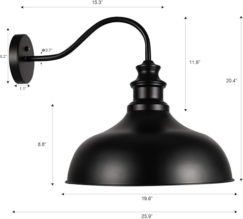 Miniatura 5 de Diyel Lámpara de granero con cuello de cisne del atardecer al amanecer para exteriores, lámpara exterior de cúpula de 20 pulgadas para el exterior,