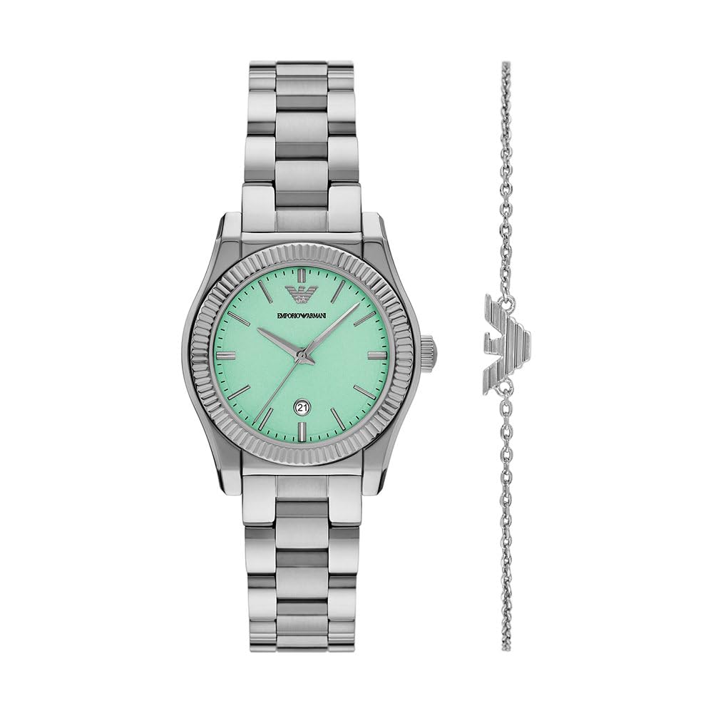 Emporio Armani Women's Analog Quartz Watch with Stainless Steel Strap AR80074SET