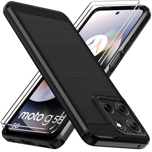 ivoler Coque Silicone pour Motorola Moto G56 5G avec 2 Pièces Verre Trempé, [Protection Antichoc Militaire] Étui de Protection, Mince Souple TPU Anti-Rayures Dos...