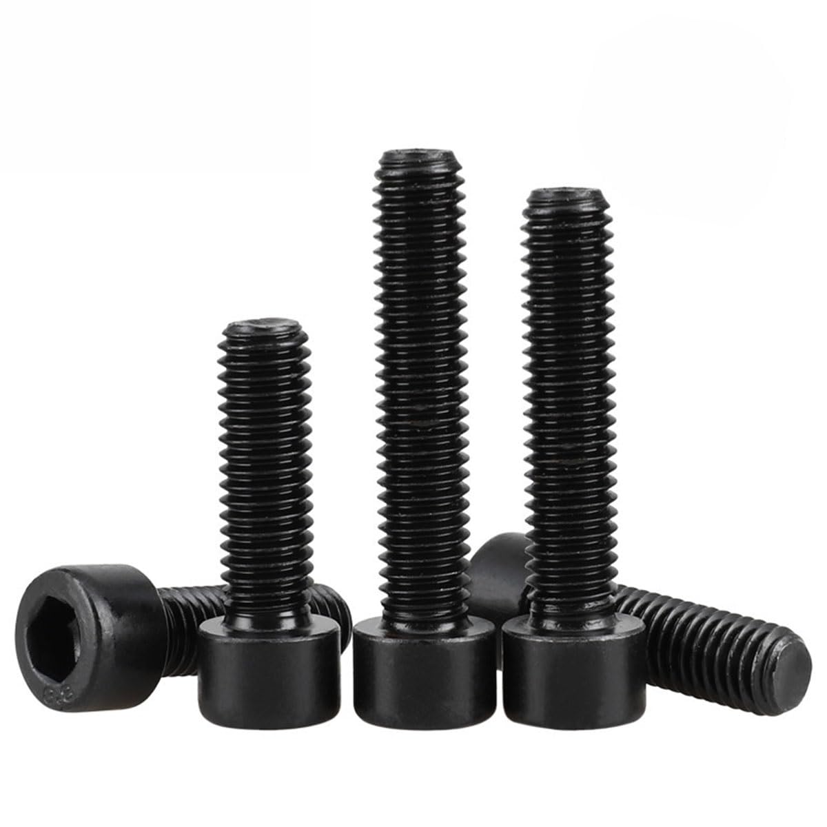 5 x śruby z łbem sześciokątnym M20 okrągłe, z łbem sześciokątnym, czarne, 30-90 mm długości (długość 55 mm)
