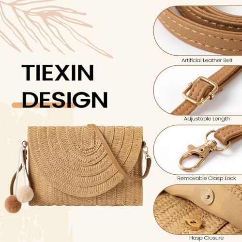 LEVOTIER Woven Straw Crossbody Bags for Women - Handmade Casual Beach Purse2