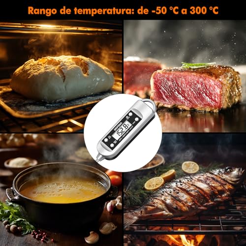 Miniatura 6 de Grifema Ga2802 Termómetro De Cocina, Termómetro De Sonda Acero 304, Medición Rápida Temperatura, Para Barbacoa, Horno Y Repostería, Plata