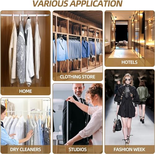 Image of RAAHII 30 piece transparent plastic garment dustproof hanger clothes storage bag for suit, Blazer cover, coat covers with zip for wardrobe storage of jacket,saree.