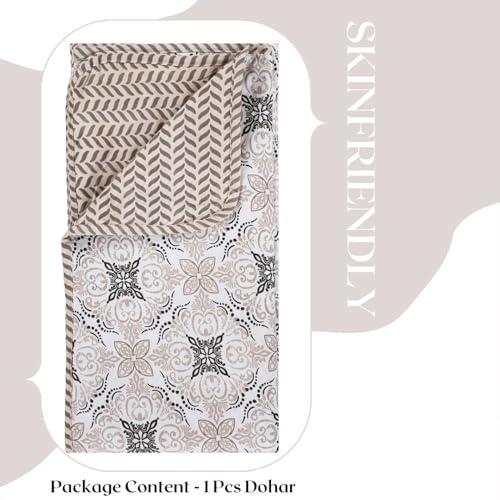 Image of Amazon Brand - Umi Blanket for Single Bed, 120 GSM Microfiber 2 Layered Quilted Dohar, Soft Lightweight Reversible Printed AC Blanket Single Bed for All Season (Silver, 152 x 225 cm)