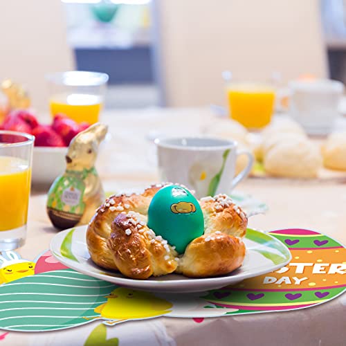 6Pcs Easter Placemats Table Mats Plastic Easter Rabbit Eggs Placemats Set Easter Table Mats For Easter Dining Table Decoration #TOP4