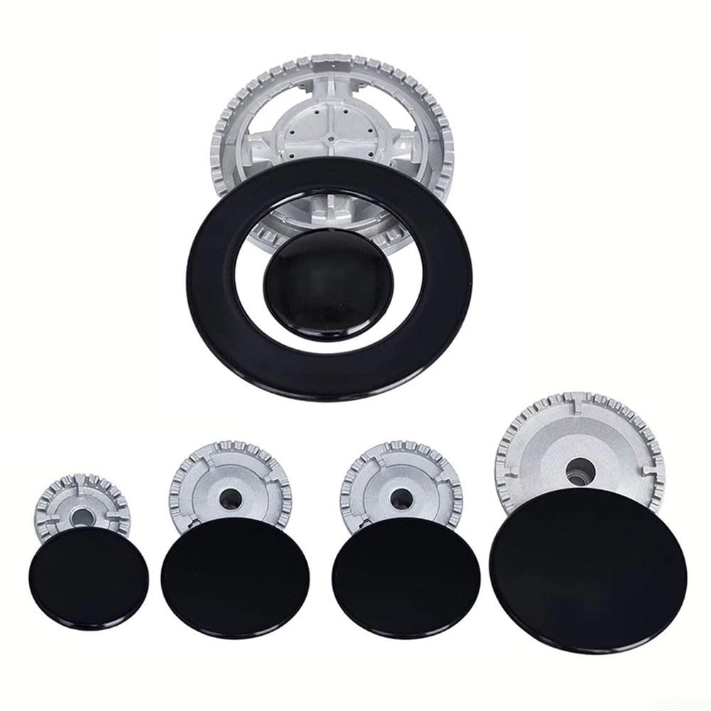 Flammenabdeckungs-Ersatz-Set, Metall-Gasofen-Brenner-Abdeckungs-Set für Sabaf-Öfen, obere Flammenabdeckung, Ersatzteile, Ofen-Herd-Gasbrenner-Oberseite und Flammenabdeckungs-Set (flach)