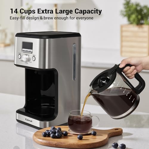 Image of Gevi 14‑Cup Drip Coffee Maker, Programmable With Glass Carafe