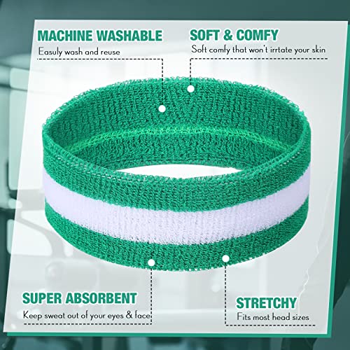 Image of Eurzom 36 Pcs Neon Sports Sweatbands Set Include 12 Striped Sweat Absorbing Headbands 24 Wristbands Athletic for Men Women Basketball Tennis Running Glow Party