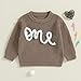 Beautooly First Birthday Outfit Baby Girl Boy Cute Letter Embroidery Warm Long Sleeve Oversized Sweater Infant Knitwear (Brown, 12-18 Months)