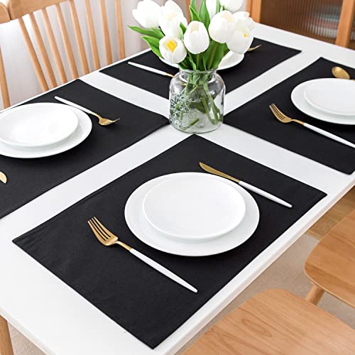 AOKSUNOVA Tischsets Stoff Platzdeckchen Leinen Platzset Schwarz – Ansicht 3