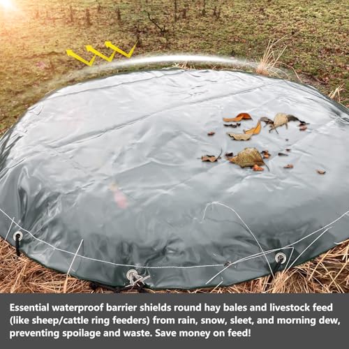 Lona redonda para comedero de ovejas: protector de forraje impermeable para anillos 5