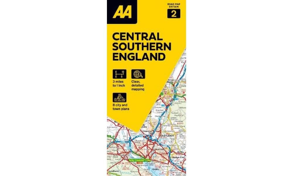 Road Map Central Southern England (AA Road Map Series 2) (AA Road Map Britain) Map - Folded Map. 3 miles to 1 inch. (AA Road Map Britain series)
