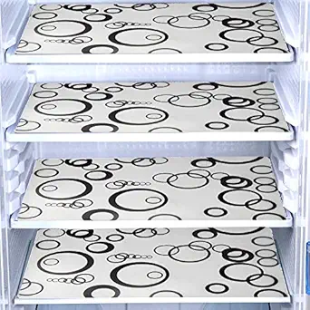 FACTCORE Refrigerator Drawer Mat/Fridge Mat/Multipurpose Mat Set of 6 Piece (11 X 17 Inches) (Black Circle)