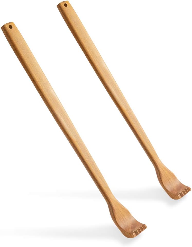 2 Pieces Back Scratcher, Wooden Manual Long Handle Back Scratchers for Men and Women, Instant