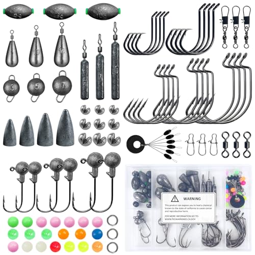 Kit d'accessoires de pêche complet avec plombs, têtes plombées et émerillons pour ligne