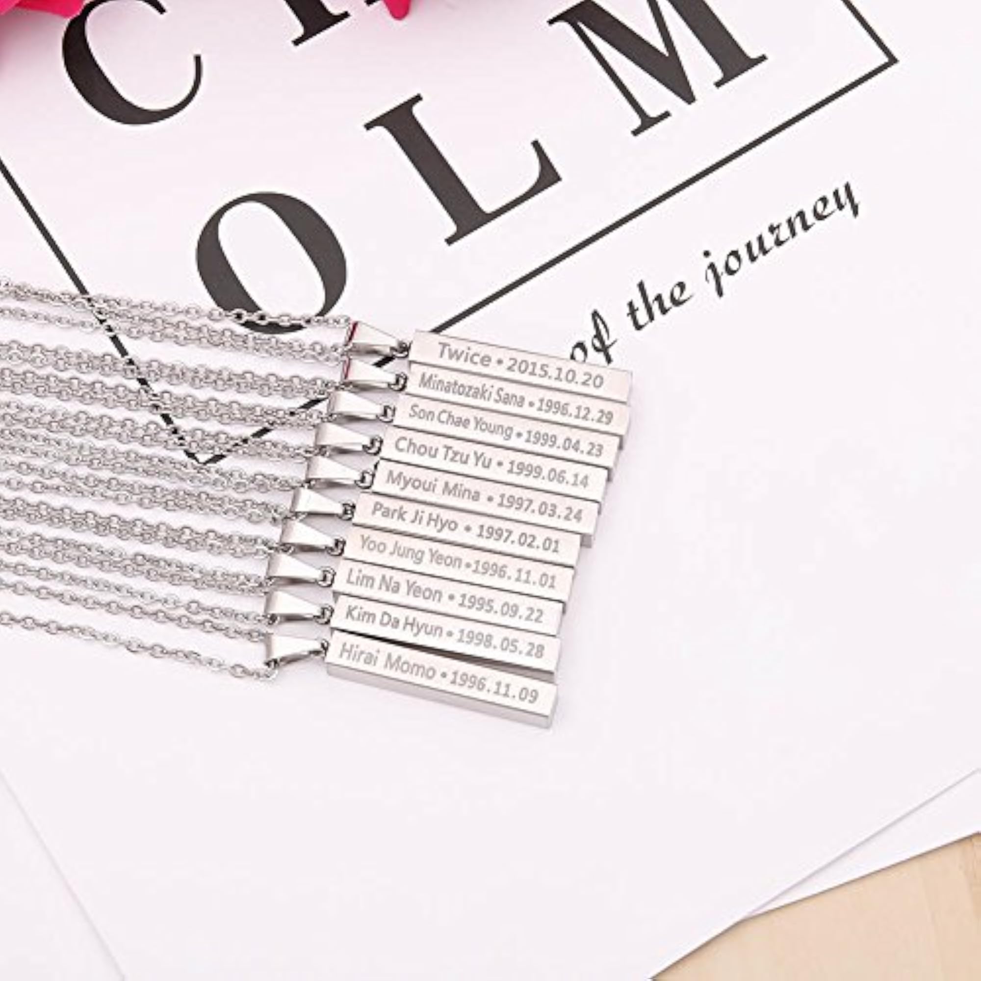 Kpop Twice Members Cuboid Bar Pendant Necklace