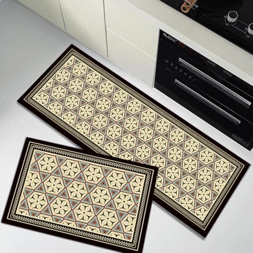Image of Roslen Non Slip Kitchen Mat for Floor Water-Resistant Floor Rug with Ethnic Printed Mat for Home Decor, Soft Cushioned Long Mat for Daily Use, Anti-Fatigue Runner Rug Carpet for Kitchen Sink & Laundry