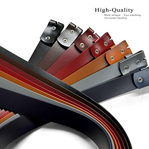 Replacement Belt Strap 100% Genuine Leather Plain Casual Belt Strap with Snaps 1-1/2"(38mm) Wide3