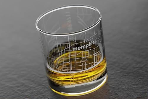 Vista 49 de Well Told Vaso grabado de Washington DC Map Rocks, vidrio de whisky antiguo (11 onzas, transparente), regalo para los amantes del whisky 147-Claro
