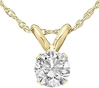 Pompeii3 1/3 Ct Natural Diamond Solitaire Pendant Necklace in 14K White or Yellow Gold - Timeless Elegance