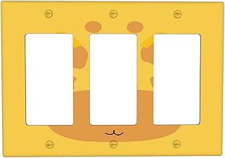 Cartoon Giraffe Light Switch Cover Outlet Covers Triple Rocker Wall Plate Electrical Faceplate, Cute Animal Kawaii Yellow Giraffe Light Switch Plate Decorative Wallplate Plug Cover