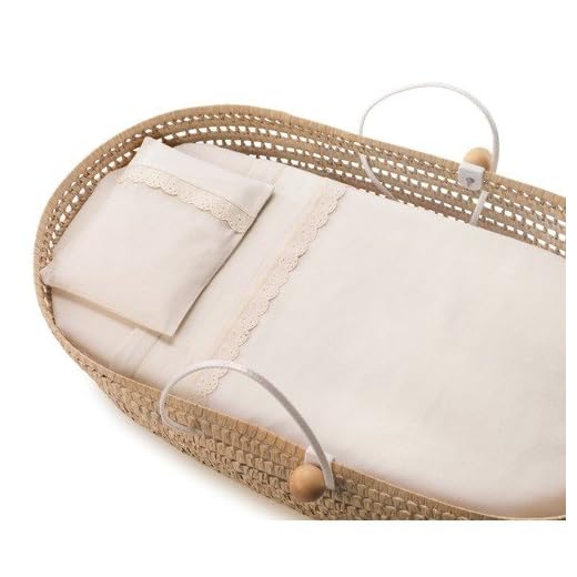 Sábana para cuna moises beige con puntillas - para bordar a punto de cruz