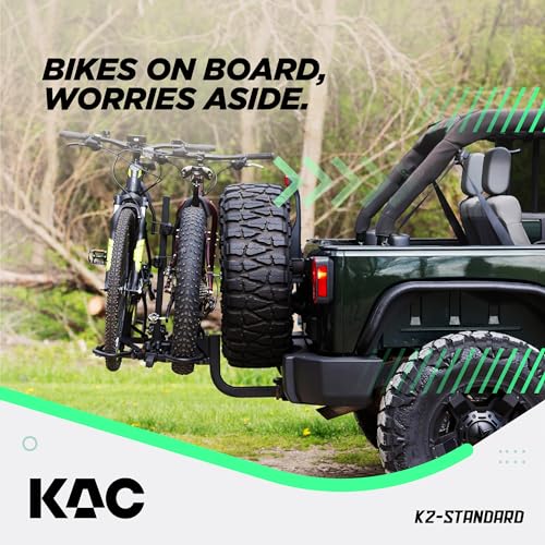 KAC Premium Bike Rack for Car, SUV, Hatchback Mount - Anti-Wobble Hitch & Quick Release Lever for Bikes - Heavy Duty Bicycle Carrier, Easy to Assemble/Install - Tire & Frame Straps Included (2 Bikes)