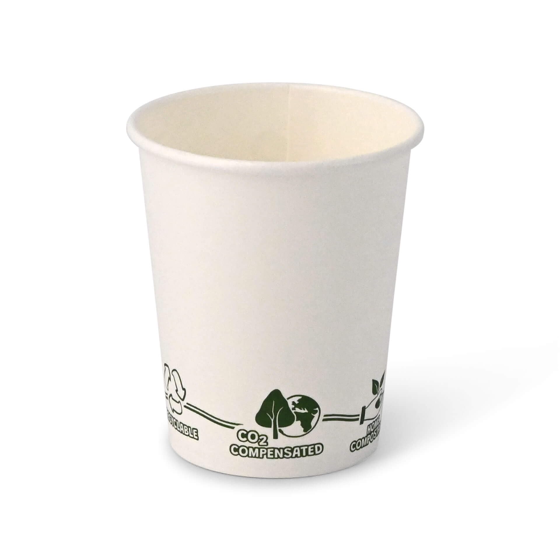 BIOZOYG 1000 Stück Kaffeebecher Pappbecher 200ml / 8 oz Ø 80 mm weiß mit Umweltmotiv - Einwegbecher plastikfrei - Becher aus nachhaltiger Forstwirtschaft - Kaffeebecher Einweg