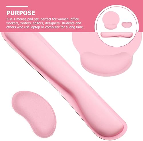 Miniatura 4 de Alfombrilla ergonómica para mouse con soporte para muñeca y reposamuñecas para teclado, antideslizante, alfombrilla de mouse para computadora para