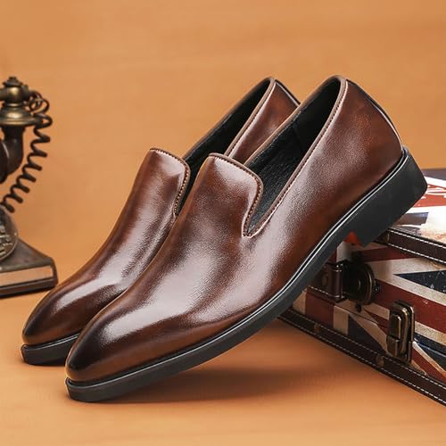 Casual Business Men's Leather Shoes Fashionable Minimalist Gentleman Style，New Mens Shoes Slip-on Patent Leather Casual Men Shoes2