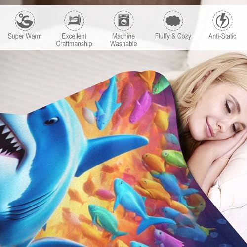 Manta de forro polar con tiburón para sofá y cama manta térmica ligera cuatro estaciones 6