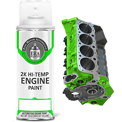 ERA Paints Green Engine Paint With Omni-Curing Catalyst Technology - 2K Aerosol Glossy Finish With High Temp Resistance And Extreme Durability Against Color Fade And Chemicals Like Brake Fluid