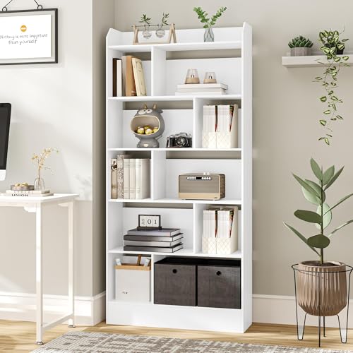 Hzuaneri Libreria de 6 Niveles, Estanteria para Libros de 10 Cubos, 24 x 80 x 170 cm, para Oficina, Salón, Estudio, Blanco BC22803X