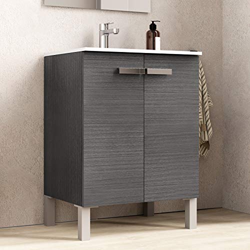 BAIKAL-Mueble-de-Bano-Neo-Tres-Cajones-o-Dos-Puertas-Mueble-con-Patas-Varios-Acabados-y-Medidas-Melamina-16mm-Mueble-MONTADO-2-Puertas-con-Espejo-60-cm-Ceniza